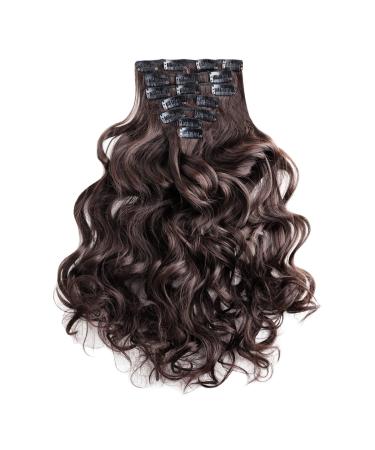 Clip In Extensions brown wavy curly hair extension set 60 cm 7 hairpieces hair thickening