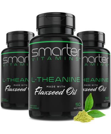 (3 Pack) Smarter L-Theanine 250mg in Non-GMO Flaxseed Oil, Stress, Relaxation & Mood Wellness 150 Liquid Softgels