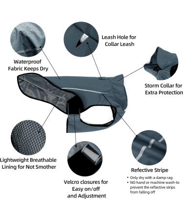 Buy Mile High Life Adjustable Waterproof Pet Jacket - XS Dark Gray | Reflective Strip & Easy Closure - Perfect for Rainy Days - Buy Online on GoSupps.com