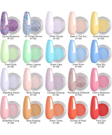 Aikker 20 Spring Colours Dip Powder Nail Kit - 27 Pcs Glitter Purple Pink Orange Acrylic Dipping Powder Set with Base Top Coat Activator - French Nail Art Manicure AK33 - Buy Online on GoSupps.com