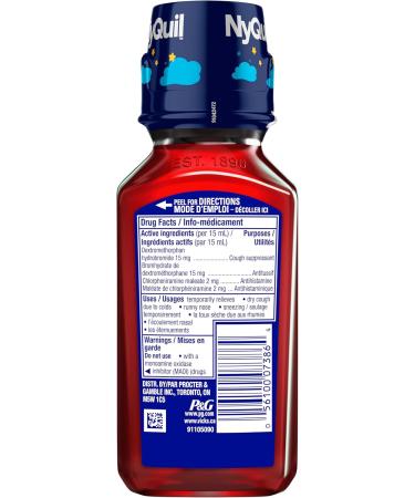 Vicks Children's NyQuil Cold and Cough Syrup Multi-Symptom Relief from Cough Runny Nose Sneezing Berry Flavoured Ages 6+ 236 mL - Buy Online on GoSupps.com
