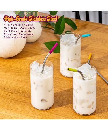 Softy Straws Stainless Steel Reusable Drinking Straws with Silicone Tips - 9 Long Metal Straws for Tumblers - Includes Cleaners and Carrying Case - Assorted Colors - Buy Online on GoSupps.com