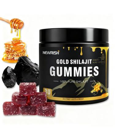 Newrish 1 Shilajit Gummies - 100% Natural Organic Himalayan Source with Ashwagandha & 85+ Trace Minerals No Added Sugar Non-GMO 30-Count for Men and Women