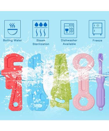 Baby Teething Toys for 0-6 Months & 6-12 Months - BPA Free Silicone Teether Chew Toys with Soft Toothbrush - Multicolored - Buy Online on GoSupps.com