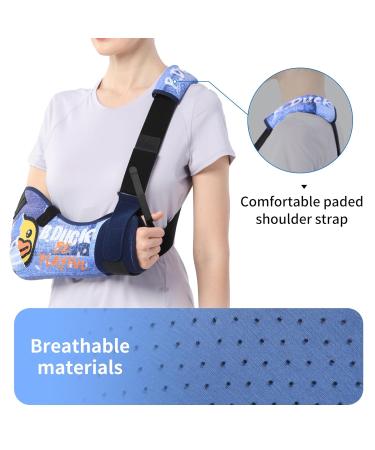 Velpeau Arm Sling with Waist Strap - Comfort Duck Print Support Brace for Shoulder Rotator Cuff & Elbow Injuries | Large Right Hand - Buy Online on GoSupps.com