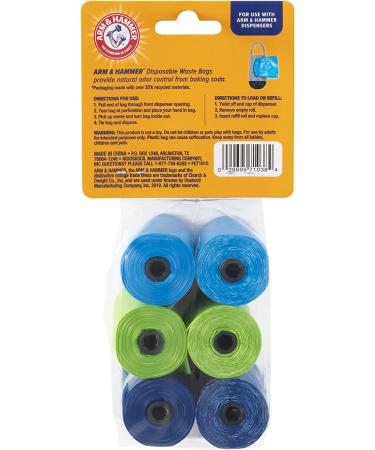 ARM & HAMMER Disposable Dog Waste Bag Refills - Easy Tear, Odor Control, Assorted Colors - Buy Online on GoSupps.com