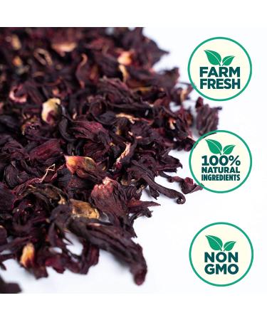 Ole Rico Dried Hibiscus Flowers 4 oz - Perfect for Hibiscus Tea - 100% Natural, Cut and Sifted - Resealable Bag - 4 Ounce Pack - Buy Online on GoSupps.com