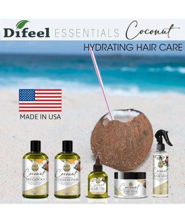 Difeel Essentials Hydrating Coconut Shampoo 12 oz - Moisturizing Sulfate-Free with 100% Natural Essential Oils for Healthy Hair - Buy Online on GoSupps.com
