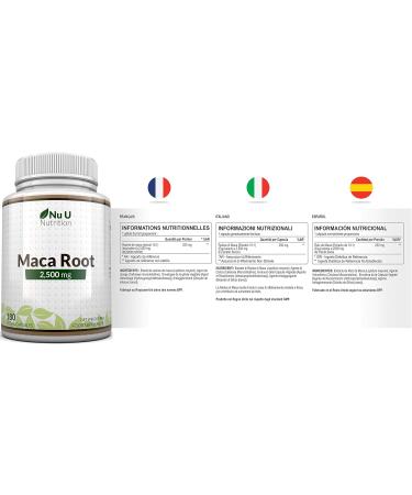 Organic Maca Root Capsules 2500mg - 180 Vegan Capsules - UK Made Supplement for Men & Women - Buy Online on GoSupps.com