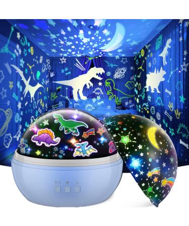 EUCOCO Dinosaur Toys for Boys Dinosaur Night Light Projector Toys for 2-12 Year Old Boys Gifts for 1 2 3 4 5 6 Year Old Boys Toys Age 2-7 Year Old Gifts Sensory Lights Toys Projector Light for Kids Blue