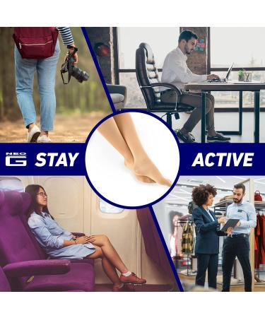 Neo-G Travel Compression Socks for Women | Energize Tired Legs | Graduated Compression | Perfect for Travel & Inactivity - Beige - Size S - Buy Online on GoSupps.com