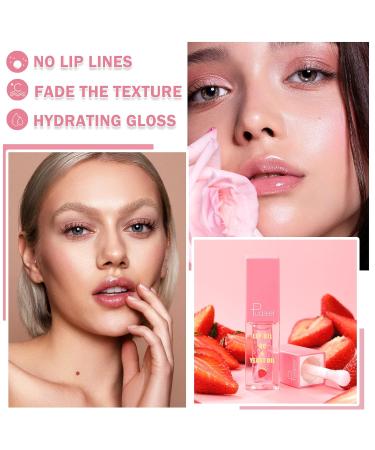 Lip Oil Plumping Hydrating Glow Oil | Non-Sticky Strawberry Lip Gloss & Tint for Dry Lips | Long-Lasting Lip Care - Buy Online on GoSupps.com