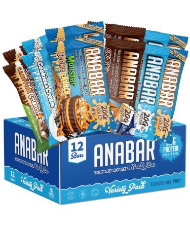 Anabar Protein Bar Variety Packs The Protein-Packed Candy Bar World's Best Tasting Protein Bar No Sugar Alcohols High Protein Amazingly Delicious 20 Grams of Protein (12 Bars Crunch & Crumble Pack) Crunch & Crumble P