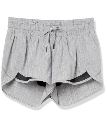 Amazon Essentials Women's Standard-Fit Ruched Waistband Woven Running Short (Previously Core 10) Large Medium Grey Heather
