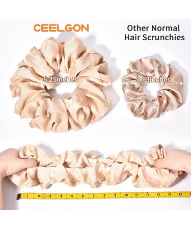XL Big Silk Scrunchies Hair Ties for Women - CEELGON Oversized Pink Satin Silk Scrunchie 4 Pack - Extra Large Jumbo Soft Champagne Chiffon - Ideal for Thick Hair (Pink Champagne) - Buy Online on GoSupps.com