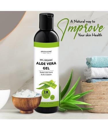 Organic Aloe Vera Gel for Face, Skin, Hair, Sunburn Relief - Extra Strength Concentrated Formula by Aromasong - Buy Online on GoSupps.com