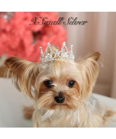 Lovelyshop Royal Tiger Crouncey Diamond Pearls - X Small Silver Crown for Dogs & Cats | Stylish Hair Accessories - Buy Online on GoSupps.com