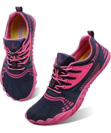 L-RUN Athletic Water Hiking Shoes | Beach Sports Shoes for Women Men | Navy Pink | Size 7.5 Women/6 Men - Buy Online on GoSupps.com