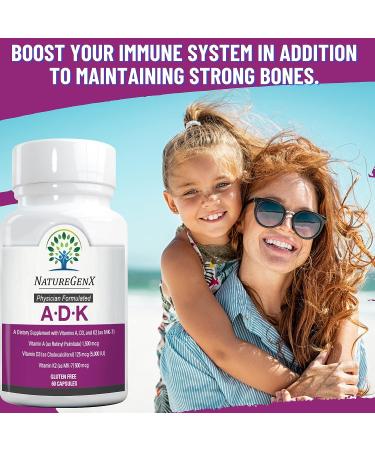 NatureGenX Vitamin ADK - Vitamin A, D3 5000 IU, K2 MK-7 Supplement for Bone Health, Heart & Immunity | 2-Month Supply (60 Capsules) - Buy Online on GoSupps.com