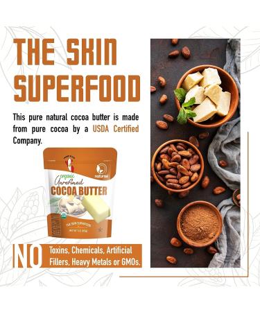 Naturise Raw Organic Cocoa Butter from Peru - 1lb | For Hair, Skin, Lip Balm & Body Butter | No GMOs or Fillers - Buy Online on GoSupps.com