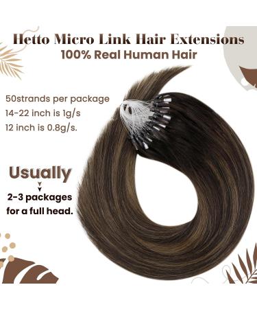 Hetto Microring Extensions - Real Hair Balayage Remy Microring Hair Extensions Dark Brown with Red Blonde #2/8/2 | 45cm 50g - Buy Online on GoSupps.com