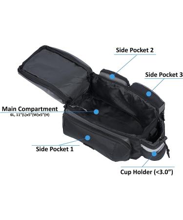 Roswheel 14024 Convertible Bike Rear Rack Seat Pannier Trunk Bag with Cup Holder - Buy Online on GoSupps.com