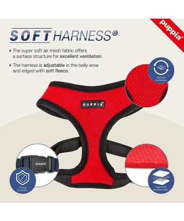 PUPPIA Authentic Vivien Small Red Pet Harness - Secure & Stylish - Buy Online on GoSupps.com