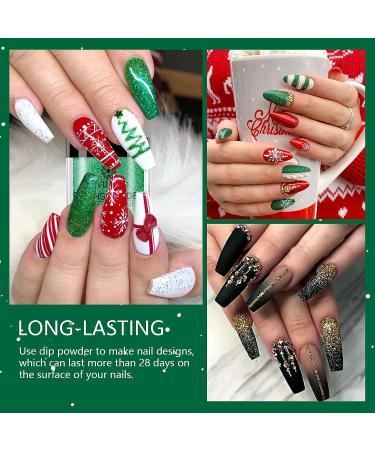 Saviland Dip Powder Nail Kit - 10 Christmas Colors Set | Glitter Gold Red Black White French Manicure | Base Top Coat Activator Brush | No Nail Lamp Needed | Nail Art Gift - Buy Online on GoSupps.com