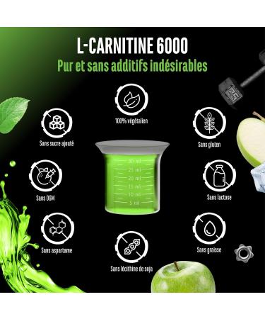L-Carnitine 6000 Liquid - 1000 ml - Dosage extra lev avec 6000 mg de L-carnitine pure par portion journali re - Boisson prot in e aux acides amin s - Saveur d licieuse (Crazy Apple) - Vegan - Buy Online on GoSupps.com