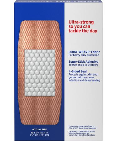 Band-Aid Brand Sterile Tough Strips Adhesive Bandages - Heavy-Duty Fabric, Extra Large, 10 ct (Pack of 2) - Buy Online on GoSupps.com