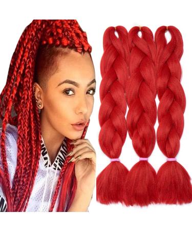 Tess Braids Extensions 60 cm Jumbo Braids KanCalon Kunsthaar for the single-leased box braids hair extension braid 100g/bundle of hair braids extension (1 piece-hot red) 60 cm (1 piece) hot red