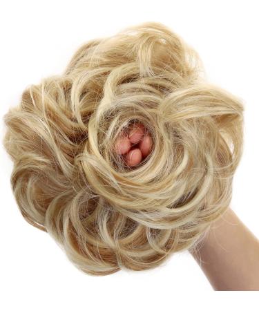 JJstar 2PCS Curly Messy Bun Donut Hair Piece Set | High Heat Resistant Synthetic Fiber Scrunchies for Women | Dark Blonde/ Beach Blonde - Buy Online on GoSupps.com