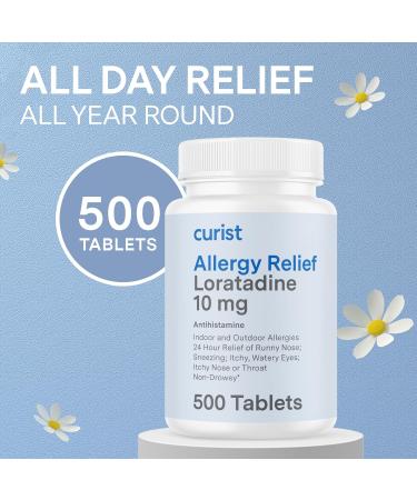 Curist Loratadine 10mg Bulk - 500 Count - All Day Non Drowsy Allergy Medicine - 24 Hour Antihistamine Tablets for Runny Nose Itchy Eyes & Sneezing - Indoor & Outdoor Allergy Medicine for Adults - Buy Online on GoSupps.com