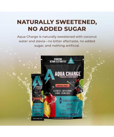 Grab The Gold Aqua Charge Electrolytes Drink Mix | Naturally Flavored Sugar-Free Hydration Drinks with B Vitamins | Vegan Gluten-Free Non-GMO | Tropical Twist - 16 Packs - Buy Online on GoSupps.com