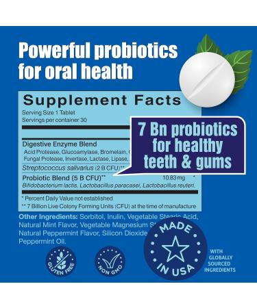 Oral Probiotics for Mouth Bad Breath 7 Billion CFU - Chewable Dental Probiotics for Teeth & Gums Fresh Breath Freshener Supports Oral Microbiome & Healthy Mouth 30 Count (Pack of 1) - Buy Online on GoSupps.com