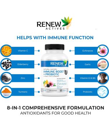 Renew Actives Wellness Supplement - Antioxidant Capsules with Elderberry Probiotics Zinc Vitamin C & Organic Turmeric Supports Immune Function & Collagen Formation 60 Vegan Capsules (2 Pks) 60 Count (Pack of 2) - Buy Online on GoSupps.com