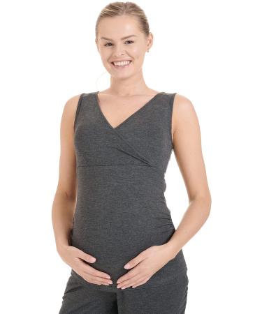 Herzmutter Maternity Homewear Set - 3-Piece Nursing Pyjamas - Pregnancy Wellness - Dark Gray - Buy Online on GoSupps.com