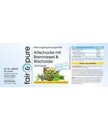 Fair & Pure Artichoke Extract with Stinging Nettle & Juniper Berry - Vegan - 120 Capsules - Buy Online on GoSupps.com