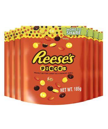 Reese's Pieces Share Bag Peanut Butter In a Crunchy Candy Shell Pack of 7 x 185g Piece's Pouch - Pack of 7