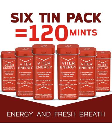 Viter Energy Caffeine Mints 40mg Caffeine Energy Supplement Caffeine Pills 20 Pieces - Cinnamon - Pack Of 6 - Buy Online on GoSupps.com