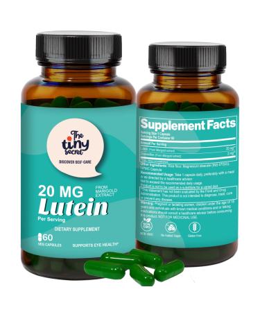 The Tiny Secret Lutein 20mg Supports Eye Health with Lutein(Marigold Extract) & Zeaxanthin Magnesium Stearate (INS 470iii) HPMC Capsules | Non-GMO & Gluten-Free - 60 Veg Capsules