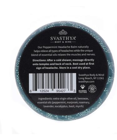 SVASTHYA BODY & MIND Peppermint Headache Balm - Natural Relief for Sinus Migraine & Stress - 3 Pack Made in USA - Buy Online on GoSupps.com