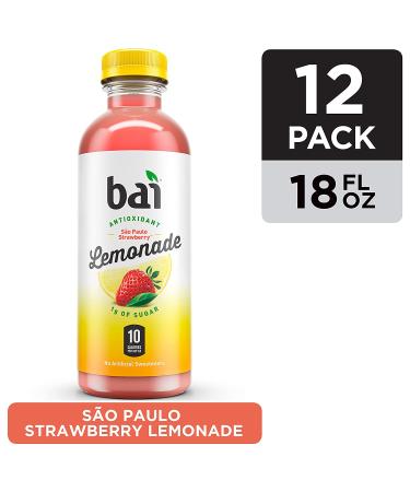 Bai Flavored Water S o Paulo Strawberry Lemonade - 18 Fl Oz Bottles (Pack of 12) - Buy Online on GoSupps.com