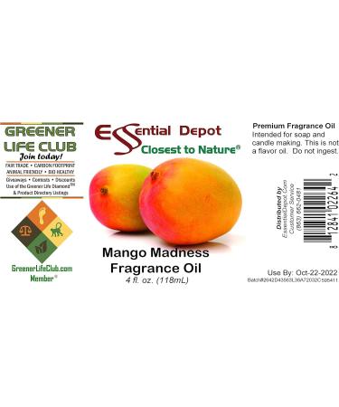 Mango Madness Fragrance Oil - 4 oz - Supplied in 4 oz. Amber Glass Bottle with Black Phenolic Cone Lined and Safety Sealed Cap. - Buy Online on GoSupps.com