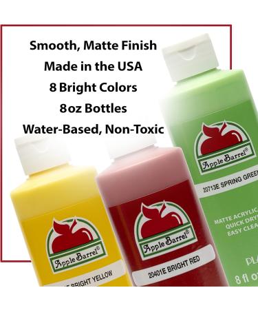 Apple Barrel Acrylic Craft Paint Set - Matte Finish - 8 Fl Oz - Pack of 8 - Assorted Colors - Buy Online on GoSupps.com
