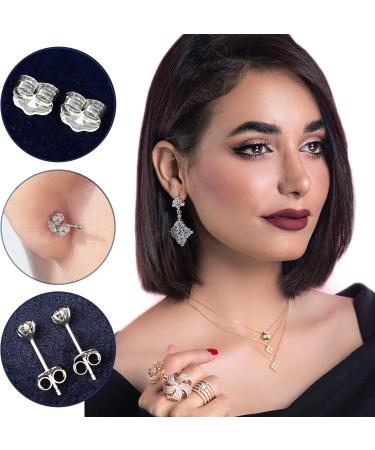 LUCKMORA 14K White Gold Earring Backs | 0.15g AU585 Butterfly Replacements for Studs | Hypoallergenic Pierced Secure Design - Buy Online on GoSupps.com
