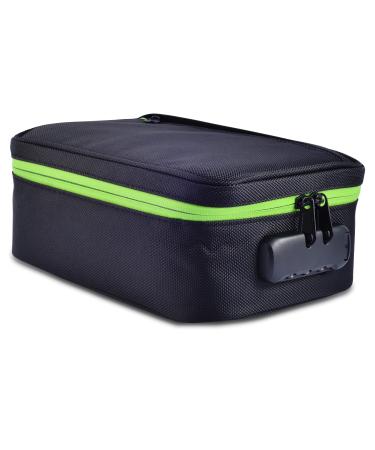 Polyester Zippered Travel Case with Lock Combination, Water Repellent Case with Interior Dividers, Interior Mesh Pockets, 8.5x3.5x6.5 8.5 x 3.5 x 6.5