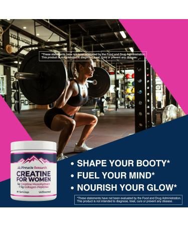 Pinnacle Research Creatine for Women + Collagen 5g Each - Unflavored Powder - Buy Online on GoSupps.com