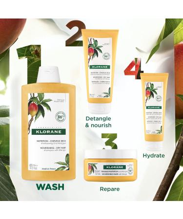 Klorane - Nourishing Conditioner with Mango - Nourishing - Dry hair Moisturize and Hydrate 0% Paraben Silicone and Sulfate Biodegradable Vegan Dermatologist tested - 200ml Orange - Buy Online on GoSupps.com