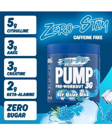 Pump 3G Pre-Workout (Zero Stimulant) Icy Blue Raz (EAN 5056555204993) 375 g - Buy Online on GoSupps.com